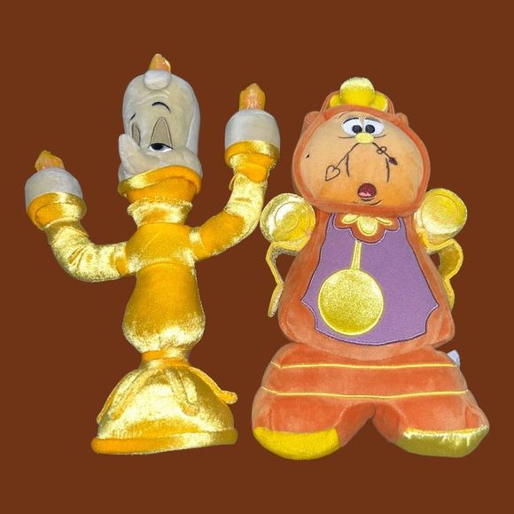 Disney Store Cogsworth & Lumiere Beauty and the Beast Plush 11” - Picture 1 of 5
